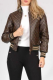 Brown Casual Letters Zipper Mandarin Collar Outerwear