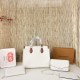 White Embossed 3-Piece Bag Color-Handle Crossbody Set