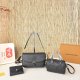 Black Embossed 3-Piece Bag Metal-Clasp Crossbody Set