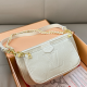 White Embossed Logo Chain Bag Pearl Combo Strap Crossbody Cool Minimalist Daily Commute Bag
