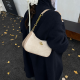 Cream White Velvet Crescent Bag Metal Chain Bag Soft Sweet Style Shoulder Crossbody