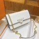White Date Daily Triangle Logo Chain Bag Leather Shoulder Crossbody Sleek Chic Outfit Bag