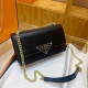 Black Date Daily Triangle Logo Chain Bag Leather Shoulder Crossbody Sleek Chic Outfit Bag