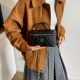 Black Quilted Box Bag Metal Logo Chain Bag Sweet Edgy Chic Shoulder Crossbody