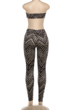 Black Plaid Bandeau Cutout Jumpsuit Slim Skinny Pants Sexy Fashion One Piece