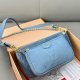 Blue Embossed Logo Chain Bag Pearl Combo Strap Crossbody Cool Minimalist Daily Commute Bag