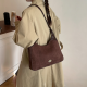Dark Brown Color Block Crescent Tote Metal Logo Shoulder Bag Effortless Daily Versatile