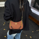 Brown Velvet Crescent Bag Metal Chain Bag Soft Sweet Style Shoulder Crossbody