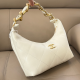White Quilted Black Gold Braided Chain Crescent Bag Double C Logo Underarm Bag Retro Luxury Daily Date Bag