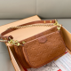 Brown Embossed Logo Chain Bag Pearl Combo Strap Crossbody Cool Minimalist Daily Commute Bag
