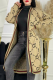 Brown Embossed Letter Knit Cardigan Mid Length Contrast Trim Loose Casual Coat