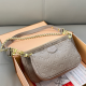 Khaki Embossed Logo Chain Bag Pearl Combo Strap Crossbody Cool Minimalist Daily Commute Bag