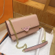 Pink Date Daily Triangle Logo Chain Bag Leather Shoulder Crossbody Sleek Chic Outfit Bag