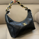 Black Quilted Black Gold Braided Chain Crescent Bag Double C Logo Underarm Bag Retro Luxury Daily Date Bag