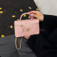 Pink Quilted Box Bag Metal Logo Chain Bag Sweet Edgy Chic Shoulder Crossbody
