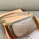 Khaki Embossed Logo Chain Bag Pearl Combo Strap Crossbody Cool Minimalist Daily Commute Bag
