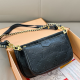 Black Embossed Logo Chain Bag Pearl Combo Strap Crossbody Cool Minimalist Daily Commute Bag