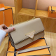 Khaki Date Daily Triangle Logo Chain Bag Leather Shoulder Crossbody Sleek Chic Outfit Bag