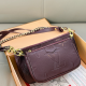 Burgundy Embossed Logo Chain Bag Pearl Combo Strap Crossbody Cool Minimalist Daily Commute Bag