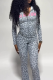 Blue Casual Leopard Print Camouflage Print Zipper Hooded Long Sleeve Two Pieces