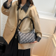 Black Embossed Crescent Bag Shoulder Crossbody Retro Texture Stylish Daily Tote
