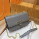 Grey Date Daily Triangle Logo Chain Bag Leather Shoulder Crossbody Sleek Chic Outfit Bag