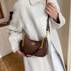Dark Brown Velvet Crescent Bag Metal Chain Bag Soft Sweet Style Shoulder Crossbody