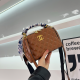 Brown Double C Quilted Boston Bag Scarf Handle Crossbody Office Bag