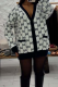 White Double G Print V Neck Knit Cardigan Loose Pocket Button Coat