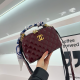 Burgundy Double C Quilted Boston Bag Scarf Handle Crossbody Office Bag