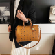 Yellow Printed Boston Bag Handheld Crossbody Fashion Office Bag