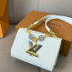 White Textured Square Bag Metal Logo Chain Crossbody Bag