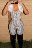 White Fuzzy Strap Textured Tube Top Cutout Slim Skirt Two-piece Set