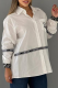 White Oversized Letter Accent Shirt Stripe Panel Casual Stylish Top