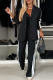 Black Side Striped Blazer Wide-leg Pants Casual Stylish Two-piece Set