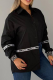 Black Oversized Letter Accent Shirt Stripe Panel Casual Stylish Top