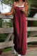 Burgundy Overalls Wide-leg Jumpsuit Loose Casual Comfortable Daily Wear