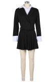 Yellow Sleek Blazer Pleated Skirt Two-piece Chic Office Set