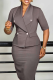 Brownness Double Breasted Blazer Dress Half Sleeve Bodycon Office Gown