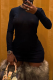 Black Sexy Solid Color Patchwork O Neck Wrapped Skirt Dresses