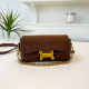 Brown Suede H-buckle Bag Chain Crossbody Style