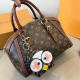 Brown Printed Tote Bag Cartoon Pouch 2-in-1 Style