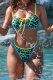 Green Sexy Leopard Print Contrast Swimwears