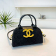 Black Quilted Tote Bag Metal Logo Crossbody Style