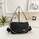 Black Nylon Crossbody Bag Chain Accent Logo Style