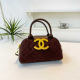 Dark Brown Quilted Tote Bag Metal Logo Crossbody Style