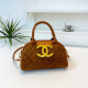 Brown Quilted Tote Bag Metal Logo Crossbody Style