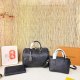 Black Embossed Boston 3-Piece Bag Set Tote Crossbody Wallet Combo