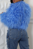 Black Feather Fringe Cropped Jacket Oversized Fluffy Open Front Top