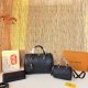 Black Embossed Boston Bag 3-Piece Set Tote Crossbody Wallet